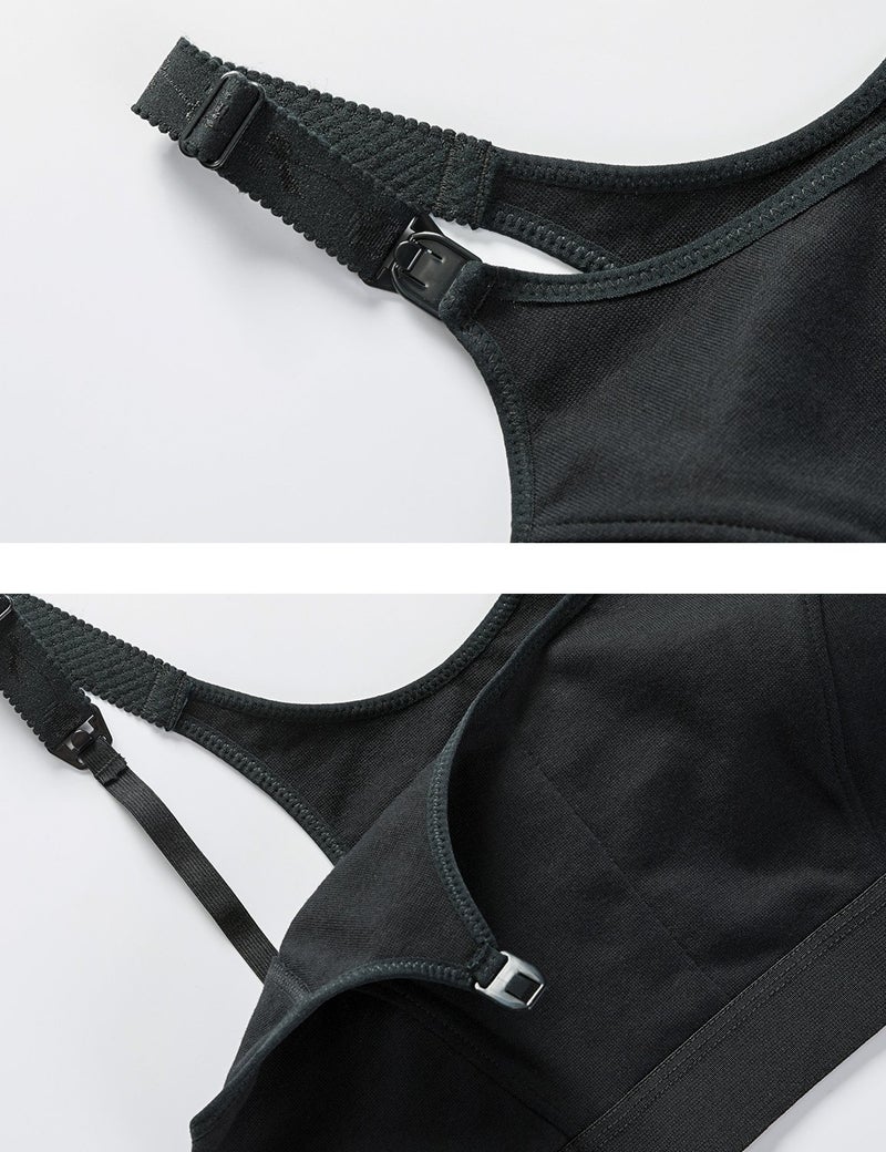 Gratlin Women's Plus Size Nursing Bra Sports Maternity Support Cotton Breastfeeding Bras Black Large - Image 5